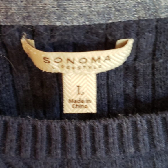 3/$15 Sonoma Classic Cable Knit Blue Cotton Sweater L - Picture 3 of 6